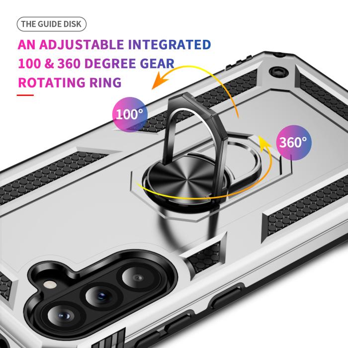 Bild 3,  Samsung Galaxy A37 5G Skal Shockproof Hybrid Ring Silver - Teknikhallen.se