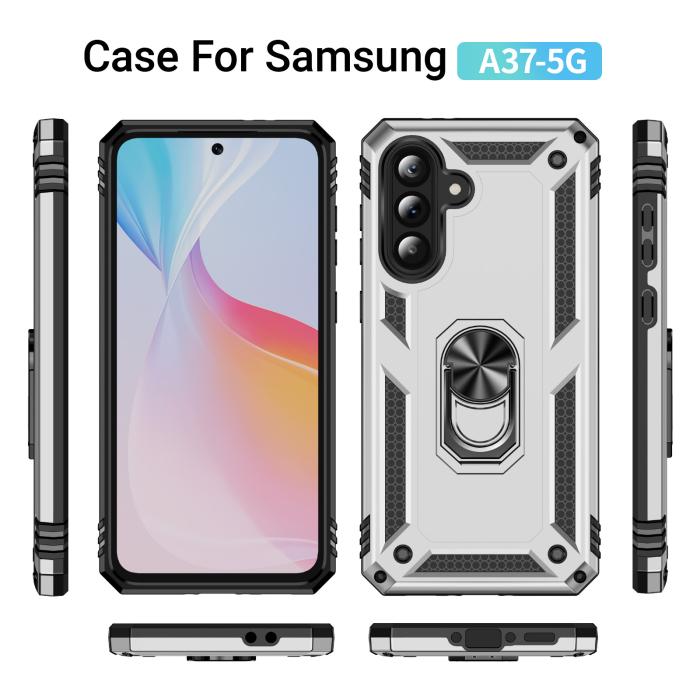 Bild 5,  Samsung Galaxy A37 5G Skal Shockproof Hybrid Ring Silver - Teknikhallen.se