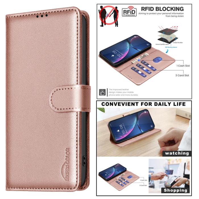 Bild 5, BINFEN BINFEN Honor Magic7 Lite Fodral RFID Läder Roséguld - Teknikhallen.se