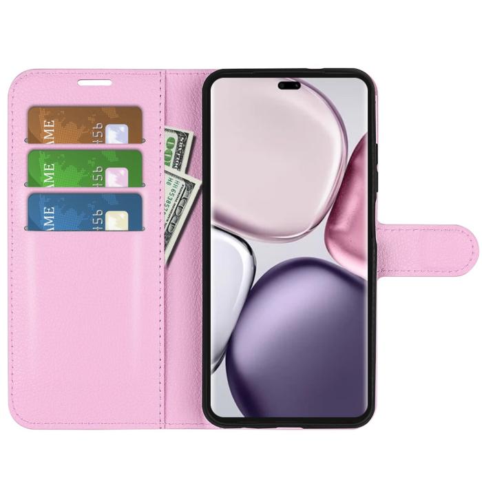 Bild 2,  Honor Magic7 Lite Fodral Litchi Läder Ljus Rosa - Teknikhallen.se