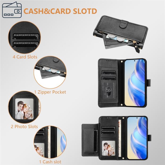 Bild 3,  Honor Magic7 Lite Fodral Multifunktionellt Läder Svart - Teknikhallen.se