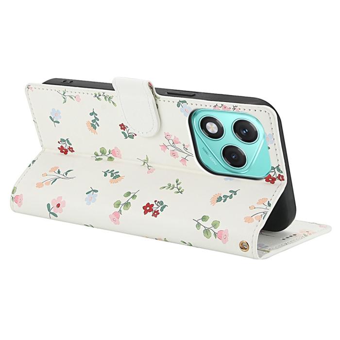 Bild 3,  Honor 400 Lite Fodral Rhombus Läder Blommor Vit - Teknikhallen.se