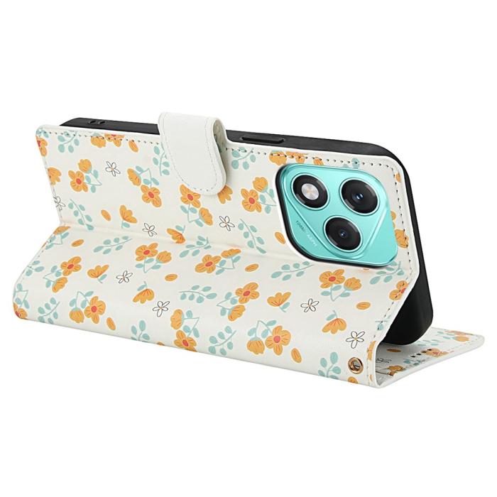 Bild 3,  Honor 400 Lite Fodral Rhombus Läder Blommor Vit - Teknikhallen.se