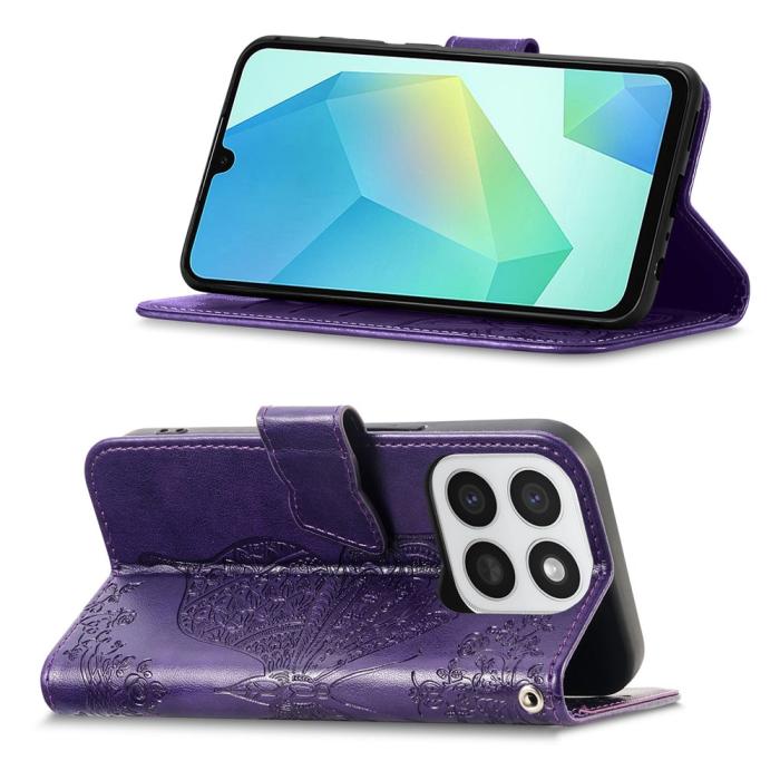 Bild 3,  Honor 400 Smart Fodral Med Fjäril Tryck Mörk Lila - Teknikhallen.se