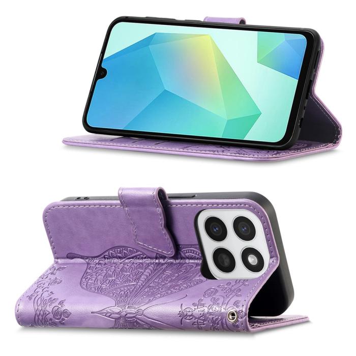 Bild 3,  Honor 400 Smart Fodral Med Fjäril Tryck Lila - Teknikhallen.se