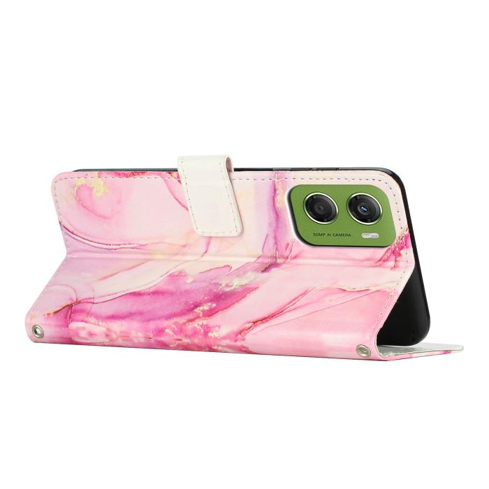Bild 2,  Motorola Moto G06 / G06 Power Fodral läder Marmor Roséguld - Teknikhallen.se