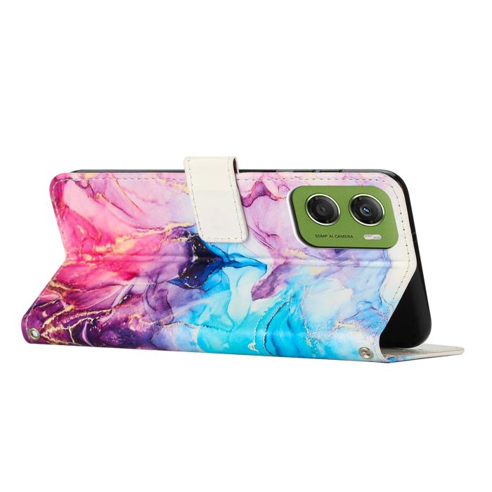 Bild 2,  Motorola Moto G06 / G06 Power Fodral läder Marmor Rosa/Lila - Teknikhallen.se
