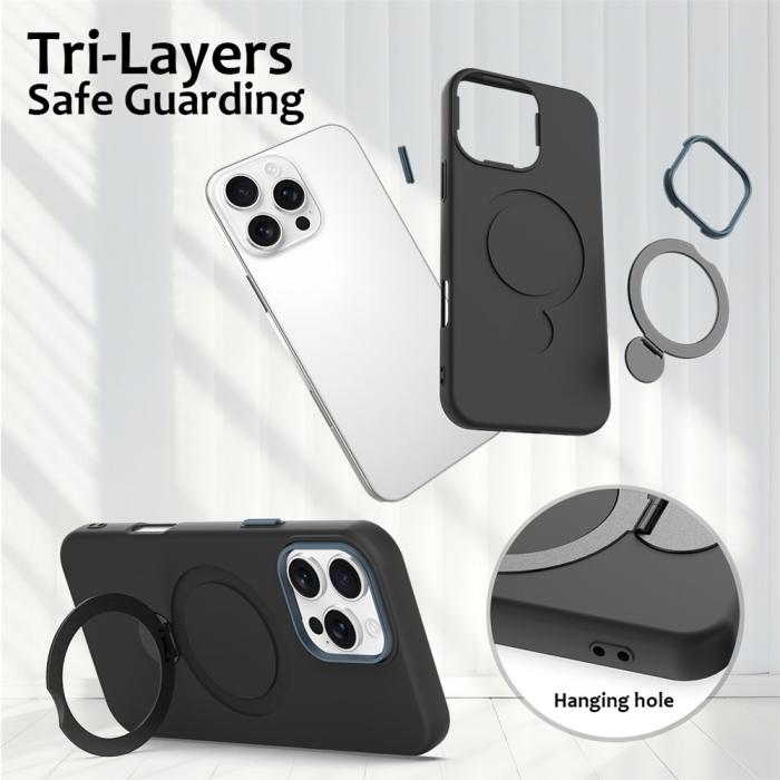 Bild 6,  iPhone 16 Pro Skal MagSafe Kickstand Hybrid Svart - Teknikhallen.se