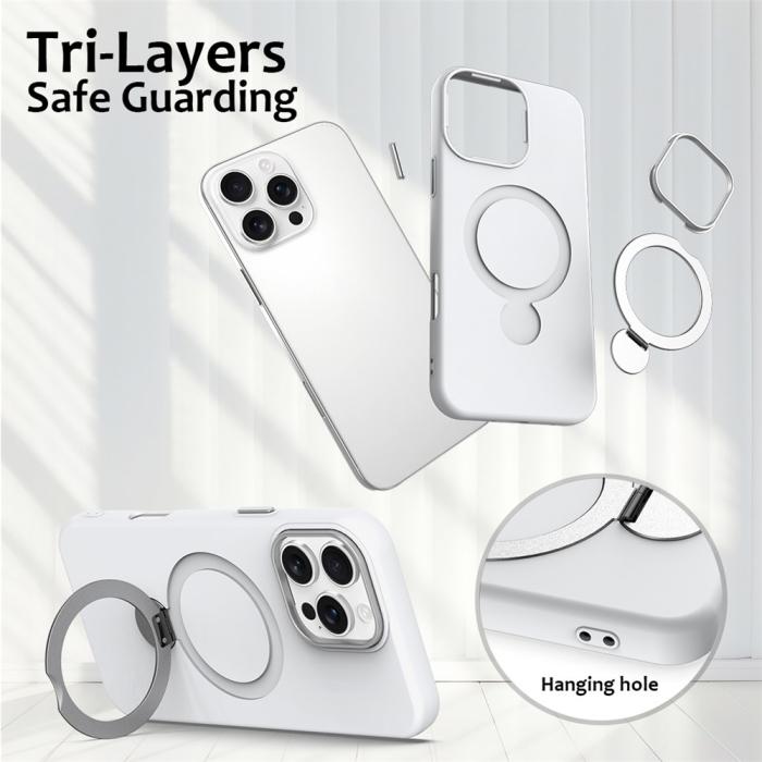 Bild 6,  iPhone 16 Pro Skal MagSafe Kickstand Hybrid Vit - Teknikhallen.se