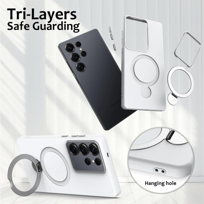 Bild 6,  Samsung Galaxy S25 Ultra Skal MagSafe Kickstand Hybrid Vit - Teknikhallen.se