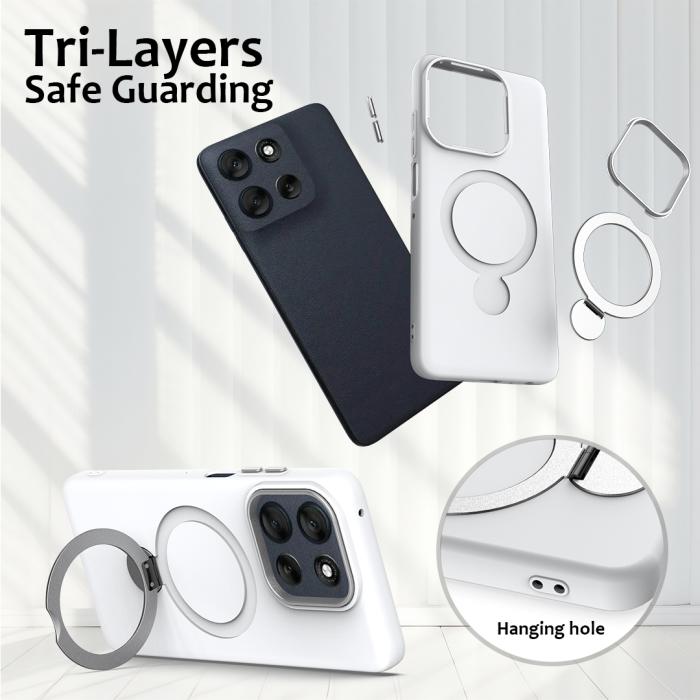 Bild 6,  Motorola Moto G15/G15 Power Skal MagSafe Kickstand Hybrid Vit - Teknikhallen.se