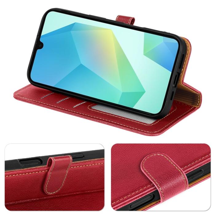 Bild 3,  Samsung Galaxy A27 Plånboksfodral Läder Röd - Teknikhallen.se