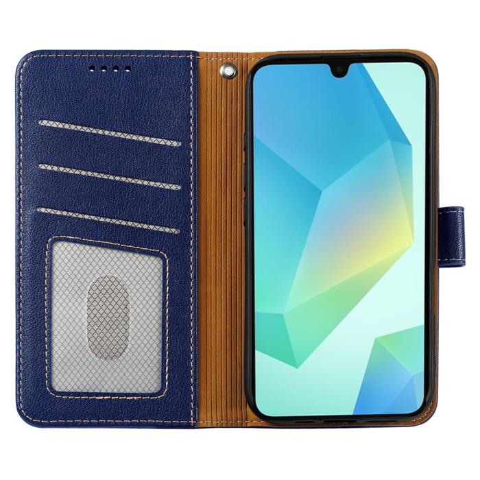 Bild 2,  Samsung Galaxy A27 Plånboksfodral Läder Blå - Teknikhallen.se
