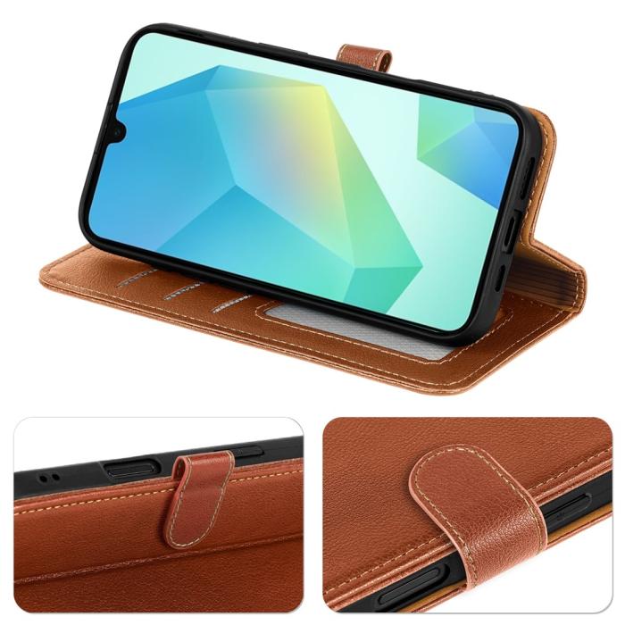Bild 3,  Samsung Galaxy A27 Plånboksfodral Läder Brun - Teknikhallen.se