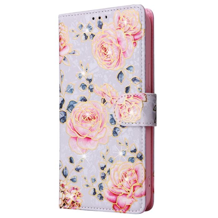 Bild 6,  iPhone 16 Pro Max Fodral RFID Läder Rosa Blommor - Teknikhallen.se