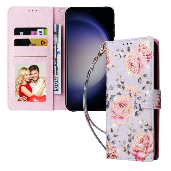 Bild 5,  Samsung Galaxy S26 Plus Fodral RFID Läder Rosa Blommor - Teknikhallen.se