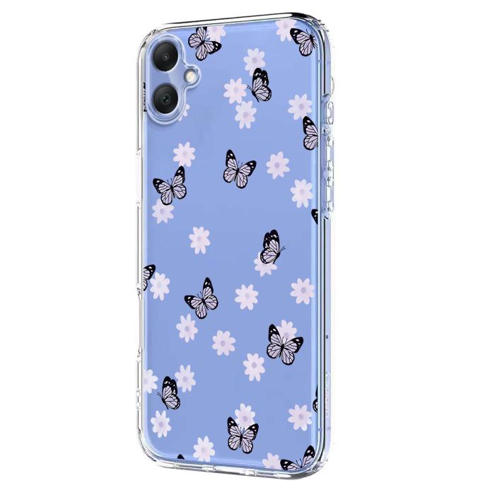 Bild 2,  Samsung Galaxy A07 4G Skal Med Tryck Fjärilar / Blommor - Teknikhallen.se