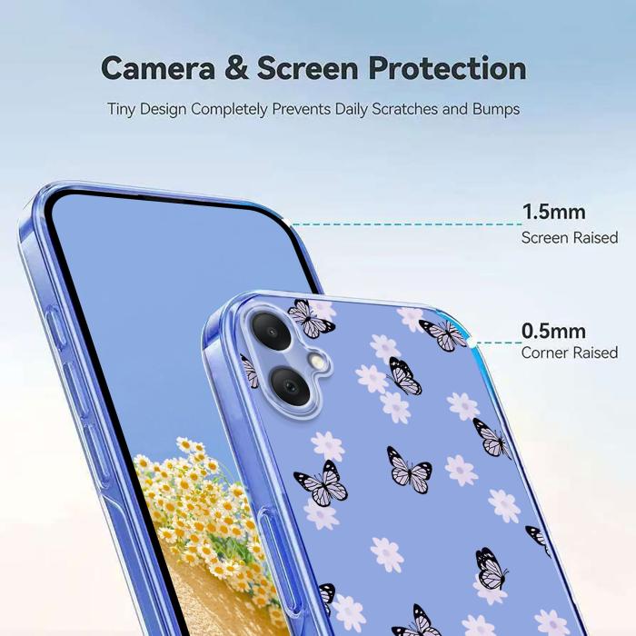 Bild 4,  Samsung Galaxy A07 4G Skal Med Tryck Fjärilar / Blommor - Teknikhallen.se