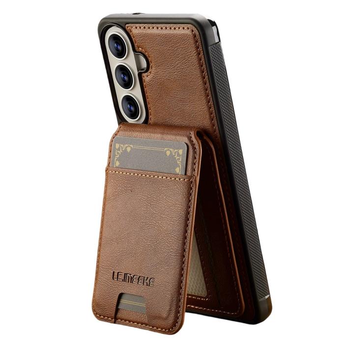 Bild 3, LC.IMEEKE LC.IMEEKE Galaxy S26 Skal Med Avtagbar Korthållare Läder Brun - Teknikhallen.se