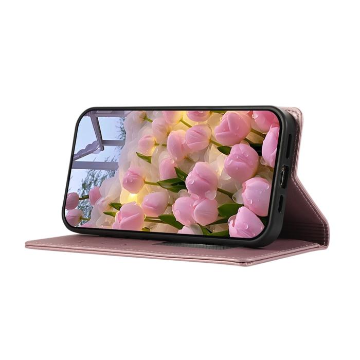 Bild 3,  Samsung Galaxy A57 5G Fodral RFID Rhombus Läder Roséguld - Teknikhallen.se