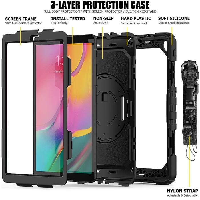 Bild 3,  Galaxy Tab A 10.1 2019 Skal 360 Shockproof Hybrid Kickstand - Teknikhallen.se