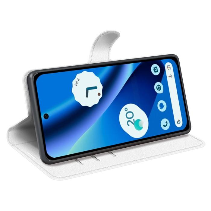 Bild 3,  Google Pixel 10a Fodral Litchi Läder Vit - Teknikhallen.se
