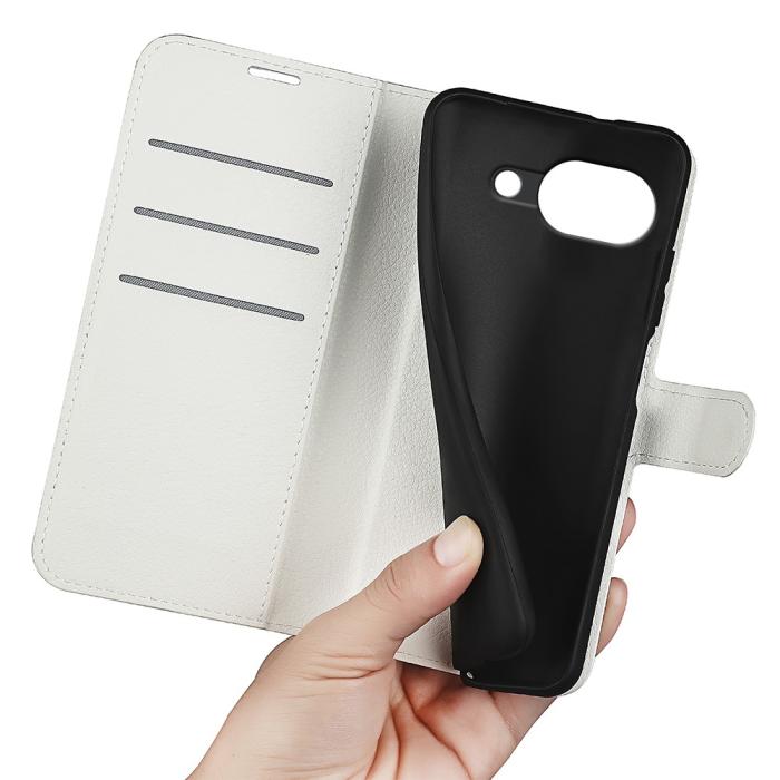 Bild 4,  Google Pixel 10a Fodral Litchi Läder Vit - Teknikhallen.se