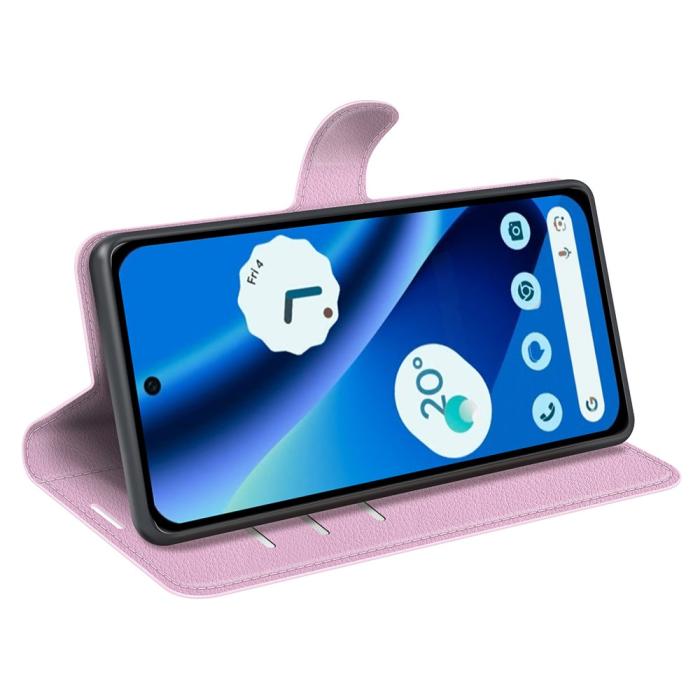 Bild 3,  Google Pixel 10a Fodral Litchi Läder Ljus Rosa - Teknikhallen.se