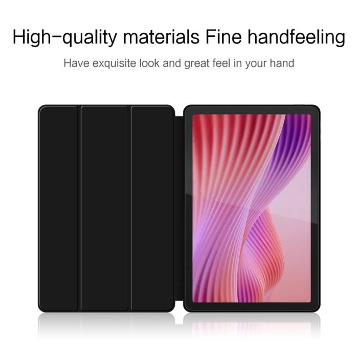 Bild 4,  Lenovo Tab 10.1 2025 Fodral Tri-Fold Läder Svart - Teknikhallen.se