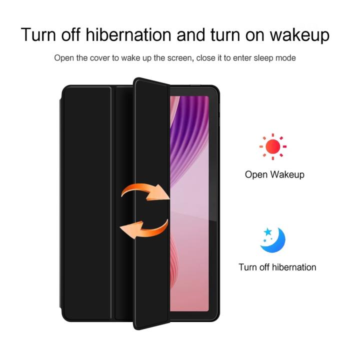 Bild 5,  Lenovo Tab 10.1 2025 Fodral Tri-Fold Läder Svart - Teknikhallen.se