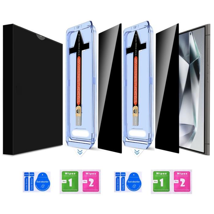 Bild 6,  Samsung Galaxy S24 Ultra 2-PACK Skärmskydd Härdat Glas Privacy - Teknikhallen.se