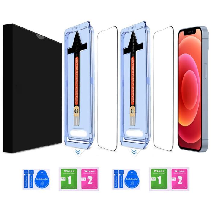 Bild 2,  iPhone 12/12 Pro 2-PACK Skärmskydd Heltäckande Härdat Glas - Teknikhallen.se