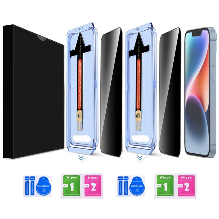 Bild 2,  iPhone 14 / 13 Pro / 13 2-PACK Skärmskydd Härdat Glas Privacy - Teknikhallen.se