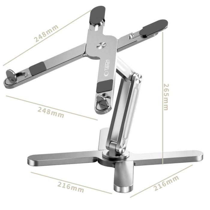 Bild 4, Tech-Protect Tech-Protect Laptop Stativ Justerbart Universal Silver - Teknikhallen.se