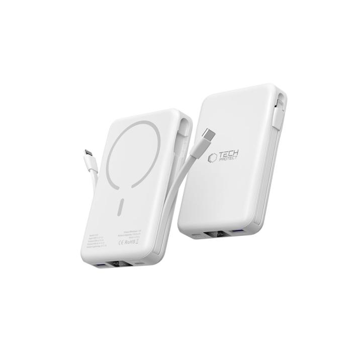 Bild 3, Tech-Protect Tech-Protect 10000 mAh MagSafe Powerbank LifeMag Vit - Teknikhallen.se
