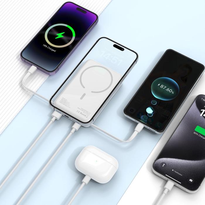 Bild 6, Tech-Protect Tech-Protect 10000 mAh MagSafe Powerbank LifeMag Vit - Teknikhallen.se