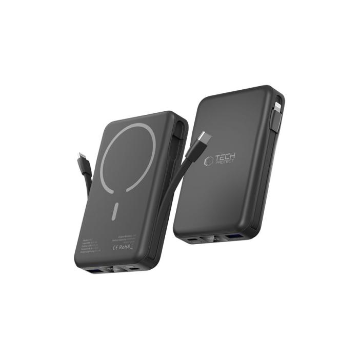 Bild 3, Tech-Protect Tech-Protect 10000 mAh MagSafe Powerbank LifeMag Svart - Teknikhallen.se