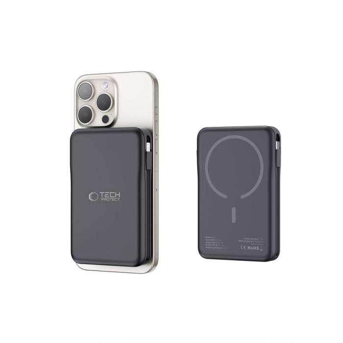Bild 5, Tech-Protect Tech-Protect 10000 mAh MagSafe Powerbank LifeMag Svart - Teknikhallen.se