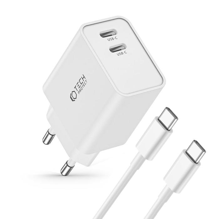 Bild 2, Tech-Protect Tech-Protect 25W Väggladdare PD Inkl. USB-C Kabel UltraBoost Vit - Teknikhallen.se