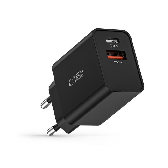 Bild 6, Tech-Protect Tech-Protect 30W PD QC 2x USB-C/USB-A Väggladdare Svart - Teknikhallen.se