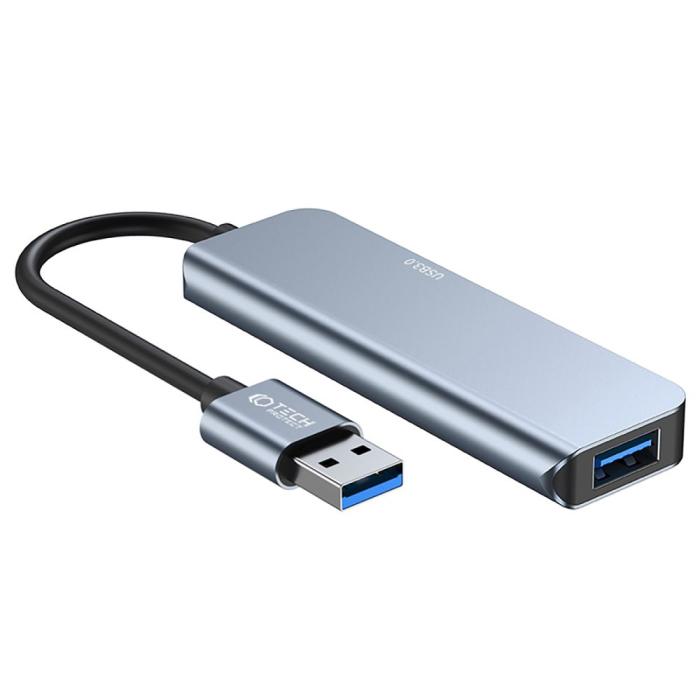 Bild 2, Tech-Protect Tech-Protect 5in1 USB-A Hub USB-C / USB-A Grå - Teknikhallen.se