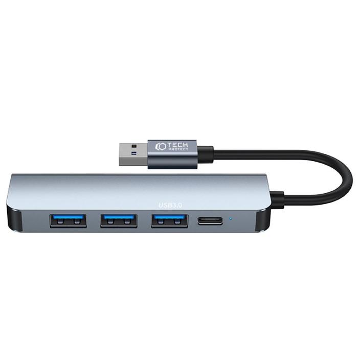 Bild 3, Tech-Protect Tech-Protect 5in1 USB-A Hub USB-C / USB-A Grå - Teknikhallen.se