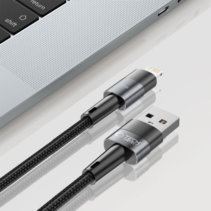 Bild 3, Tech-Protect Tech-Protect 1 m 12W/2.4A Lightning Kabel UltraBoost Grå - Teknikhallen.se