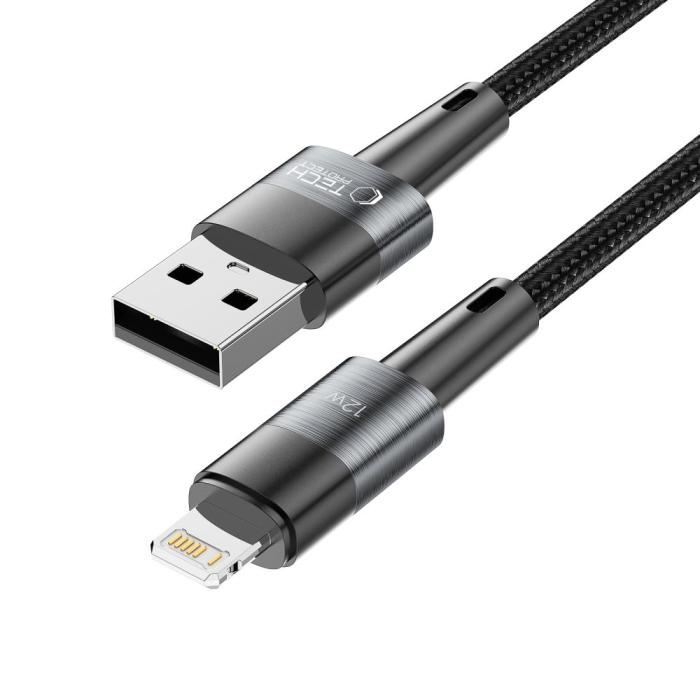 Bild 4, Tech-Protect Tech-Protect 1 m 12W/2.4A Lightning Kabel UltraBoost Grå - Teknikhallen.se