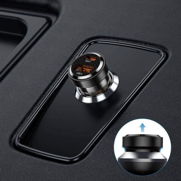 Bild 3, Tech-Protect Tech-Proctet 30W PD QC USB-C/USB-A Billaddare Svart - Teknikhallen.se