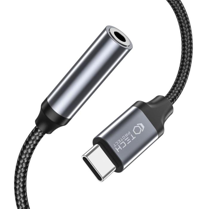 Bild 2, Tech-Protect Tech-Protect USB-C - 3.5 mm AUX Hona Adapter UltraBoost Svart - Teknikhallen.se