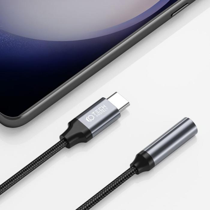 Bild 3, Tech-Protect Tech-Protect USB-C - 3.5 mm AUX Hona Adapter UltraBoost Svart - Teknikhallen.se