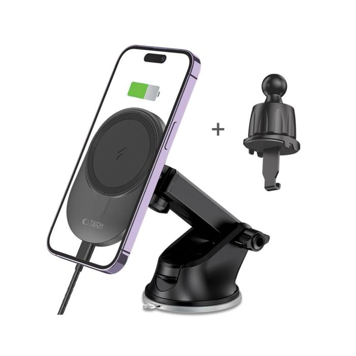 Bild 2, Tech-Protect Tech-Protect 15W Magnetisk MagSafe Billaddare Svart - Teknikhallen.se