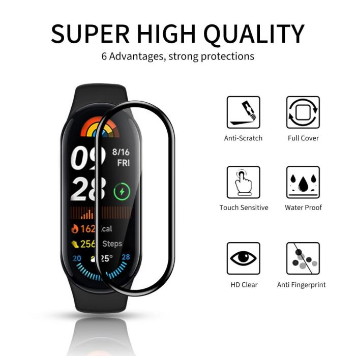 Bild 3, HOFI HOFI Xiaomi Smart Band 9 2-PACK Skärmskydd Pro+ Hybrid Glas Svart - Teknikhallen.se