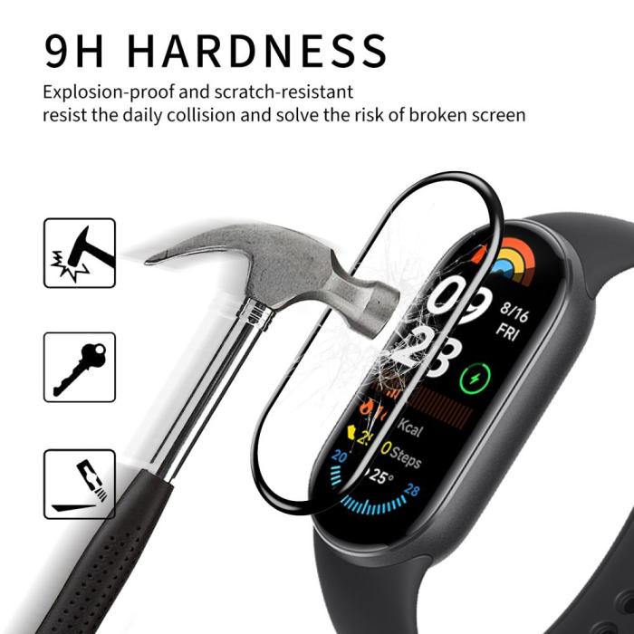 Bild 4, HOFI HOFI Xiaomi Smart Band 9 2-PACK Skärmskydd Pro+ Hybrid Glas Svart - Teknikhallen.se
